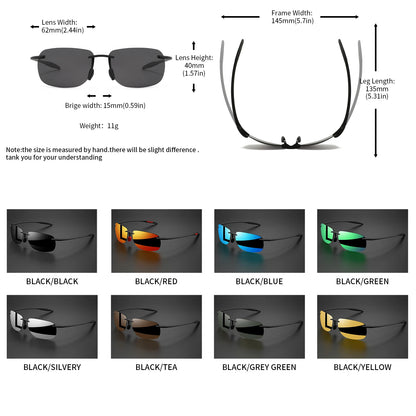 3PCS Ultra Light 11g TR90 Frameless Polarized Sunglasses - Flexible & Comfort Fit, Square Shape for Driving, Fishing, Outdoor