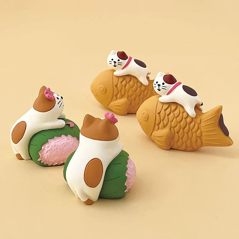 Sakura Series Miniature Zakka Japanese Style Cute Handmade Cat Rabbit Bird Figurines Resin Ornament Desktop Car Home Decor Gifts