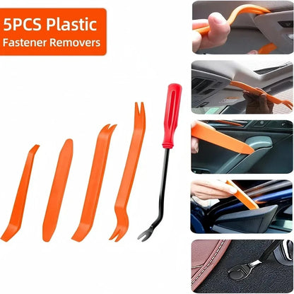 Universal Plastic Trim Removal Tool Kit – 5 Piece Non-Scratch Pry Tools for Car Interior Panel, Door Clips & Dash Disassembly