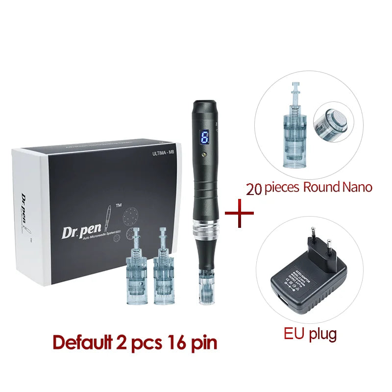Dr pen Ultima M8 With 22 Cartridge Wireless MTS Derma Microneedle Pen Kit Professionals Use Beauty Machine Needle length 0.25 mm