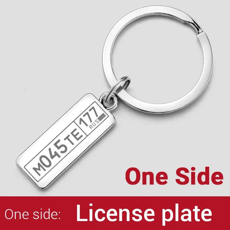 Customized Engraved Name Plate Number Keychain For Car Logo Personalized Anti-lost Keyring Key Chain Ring Best Gift P009C