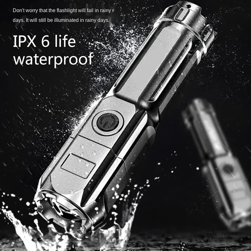 Powerful LED Flashlight Rechargeable USB Waterproof Zoom Fishing Hunting Camping High Lumen Tactical Flashlight LED Torch