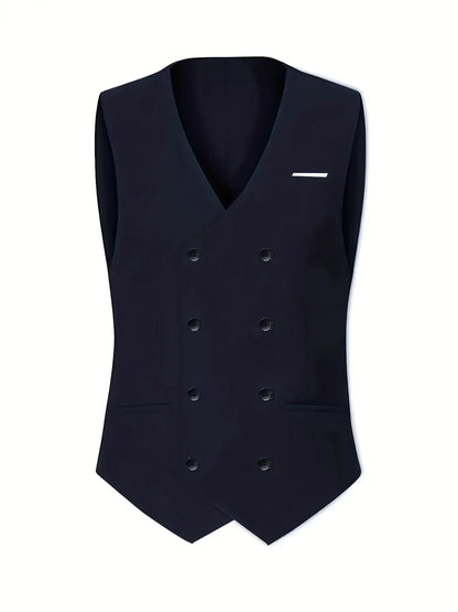 Men's Business Formal Suit 3-Piece Single Breasted Notch Lapel Solid Double Breasted Vest Elegant Office Party Wedding