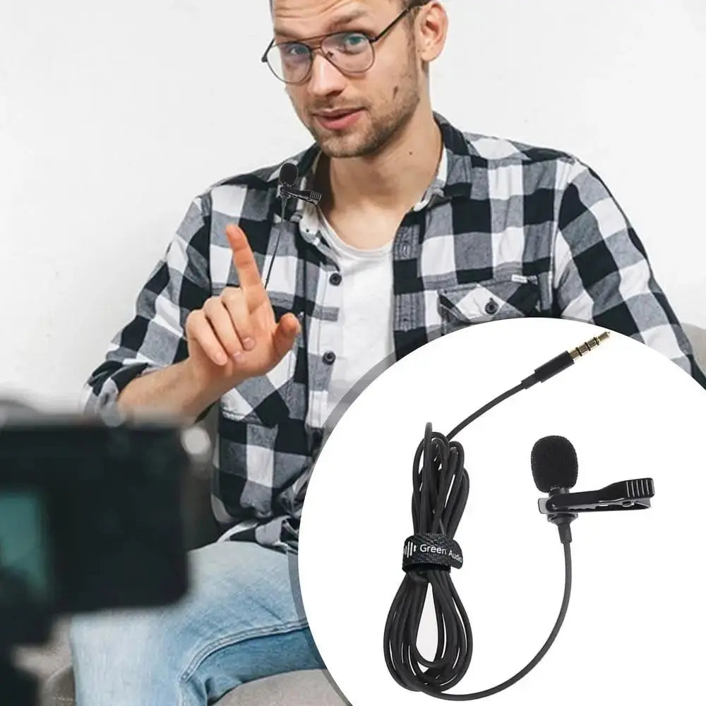 New 3.5mm Lapel Microphone Mini Black Clip on Lapel Mic Wired 360 Degrees Speaker Mic for Mobile Phone/PC Laptop For Recording