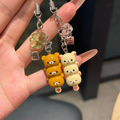 Śliczny Miś Zawieszka do Telefonu Kawaii Anime Brelok Akcesoria do Kluczy Plecak iPhone 17Promax Airpods Ins Korea Nowy Y2K