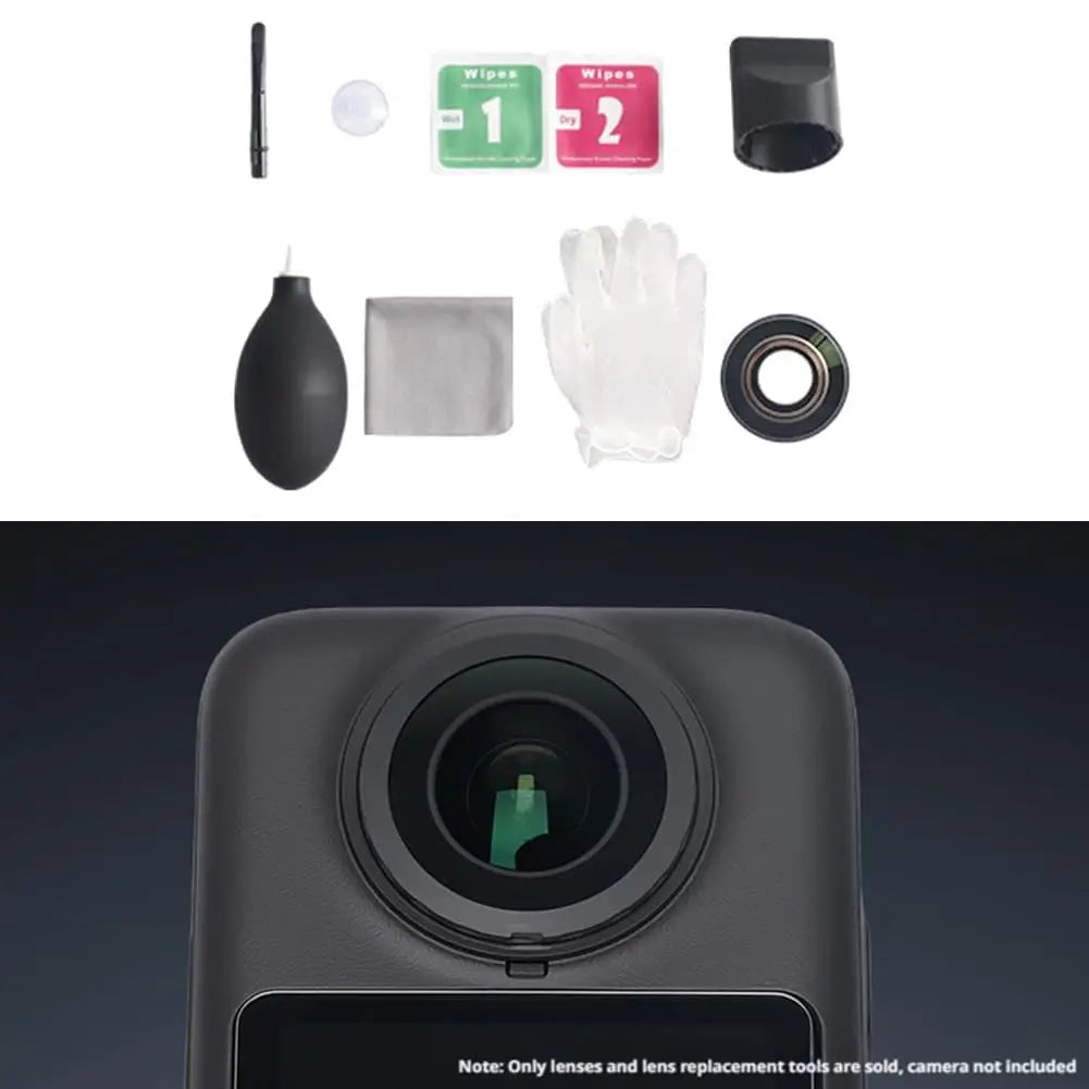 Replacement Kit for DJI Osmo 360 Accessories, Optical Glass with Aluminum Alloy Ring + Assembly & Disassembly Tool, Camera Lens