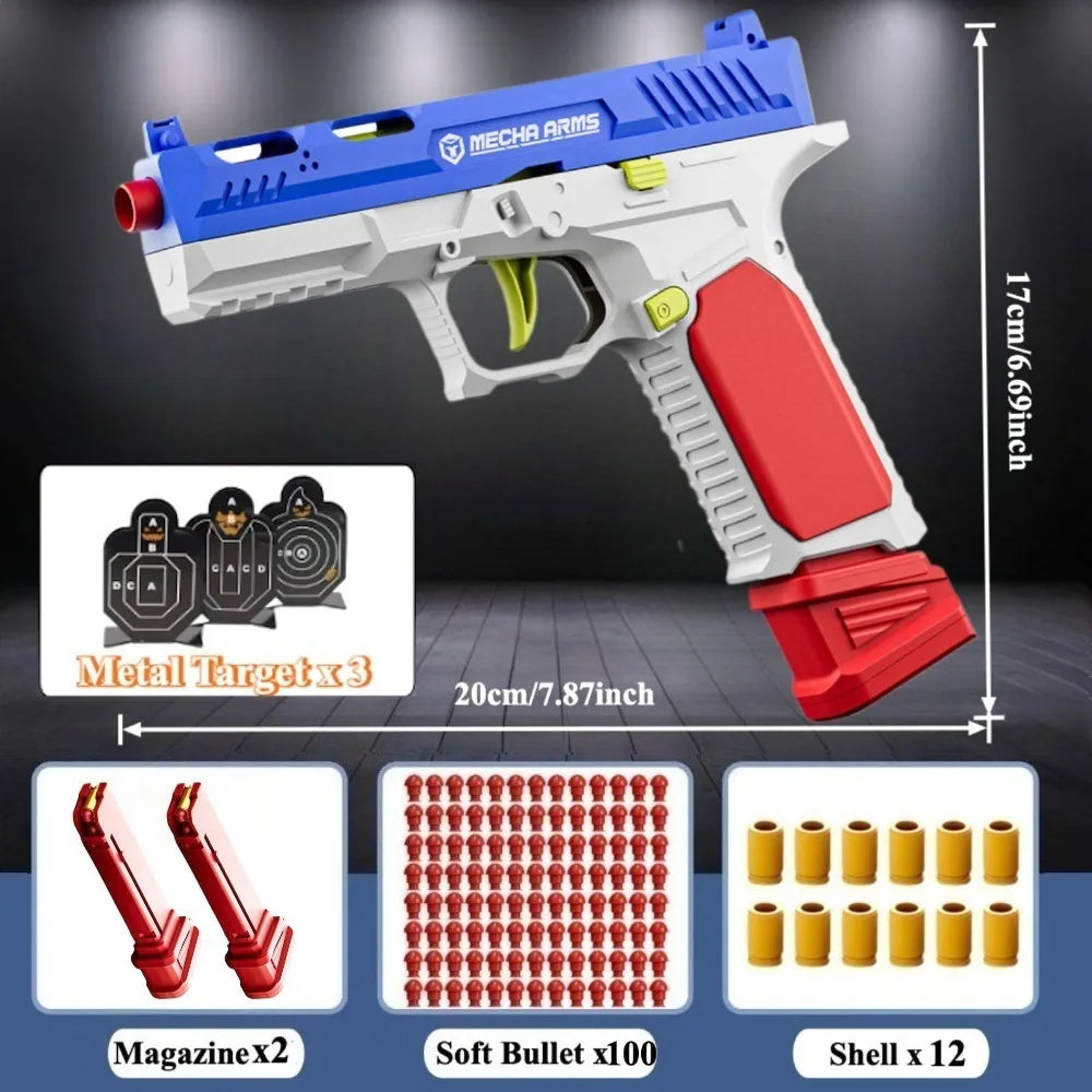 Automatic Continuous Firing SIG17 Shell Ejceting Toy Gun EVA Soft Bullets Airsoft Pistol for Outdoor Sports Shooting Gift