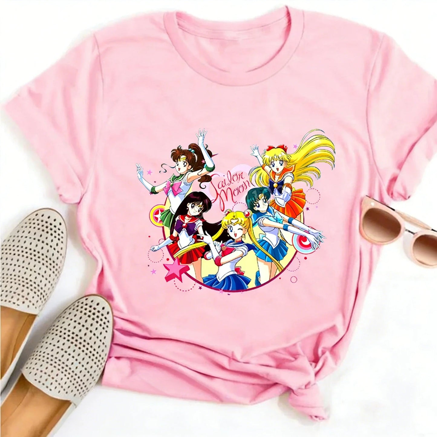 Summer 2026 Sailor Moon "Four Grid Emoji Pack" Soft Street Trend 100% Cotton Print Loose T-shirt Male/female Top Y2k