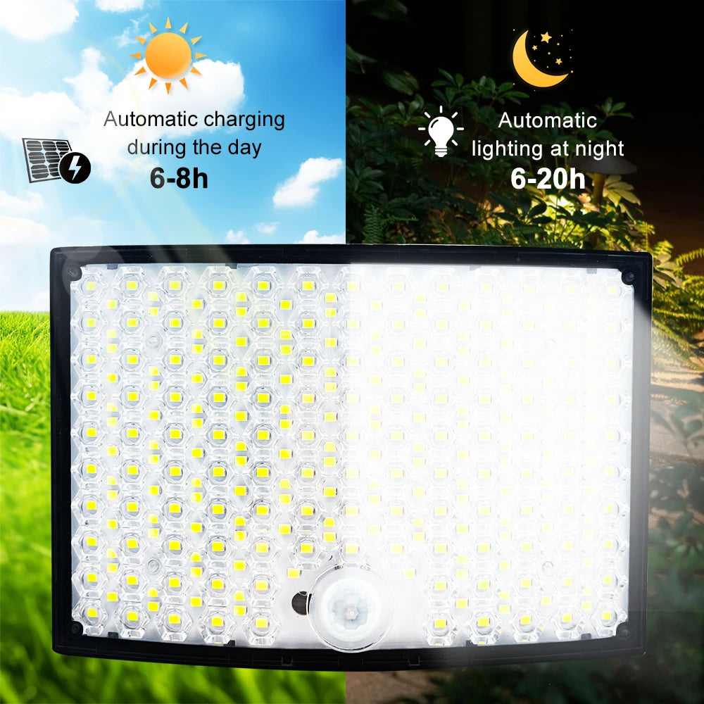Solar Lights Outdoor 366/400/318 LED Motion Sensor Security Lights IP65 Waterproof Solar Powered Flood Lights for Garden Yard