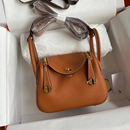 Women's Handbag 2025 New Style Top Layer Cowhide Leather Lundy Mini Doctor Bag Genuine Leather Handbag Single Shoulder Crossb...