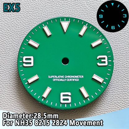 28.5mm NH35 Watch Dial Luminous Dials Single Calendar Dial Suitable For NH35 Movement Can Support DIY Dial Customization Logo