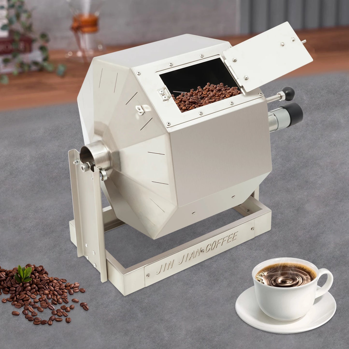 3.83gal Electric Coffee Bean Roaster with Speed Controller Gas Direct Fire Coffee Roaster Machine Stainless Steel Peanut Roaster