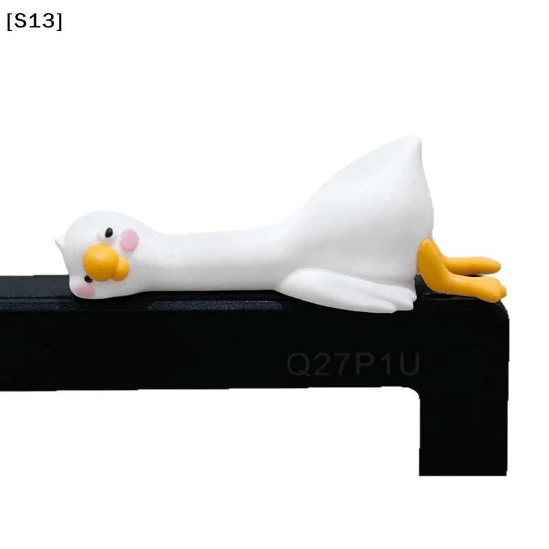 Resin Cartoon Animal Decor For Desk Car Dashboard TV Monitor Gift Idea Cute 3D Duck Figurine Mini Resin Duck Ornament Playful[Q]