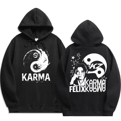KPOP 4th Album "KARMA" Same Style Unisex Oversized Hoodie FELIX HAN BANGCHAN CHANGBIN HYUNJIN LEE KNOW K-POP Merchandise Apparel