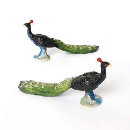 Hand Painted Simulation Bird Model Figures Toucan Peacock Owl Flamingo, Early Cognition Toy Cake Decoration For Children