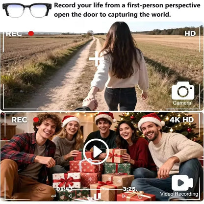 2026 New 8MP Ultra-Wide HD Camera Smart Glasses Video Record 4GB AI Photo Recognition BT Call Translation Voice Smart Glasses