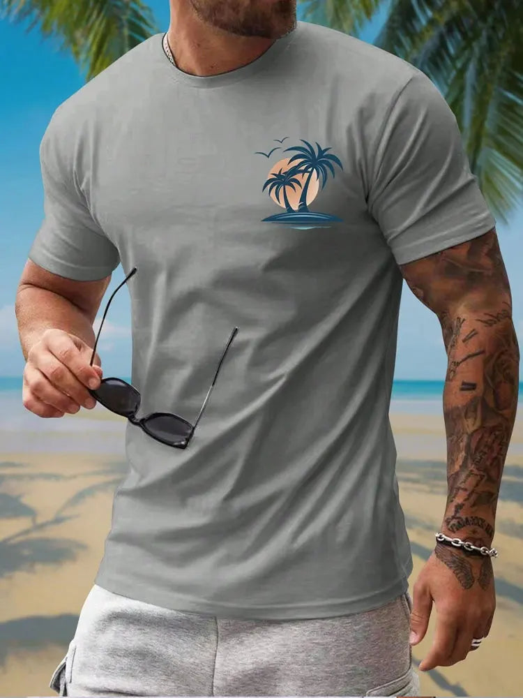 Summer Casual Everyday Men's Short Sleeve Top Hawaiian Men's Fashion T-shirt Outdoor Beach Men's Crew Neck T-shirt 3D Print