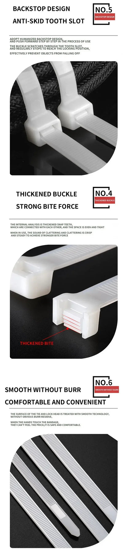 Self-locking plastic nylon tie Black 5x300mm cable tie fastening ring 8*500mm cable tie zip wraps strap nylon cable tie 5*300mm
