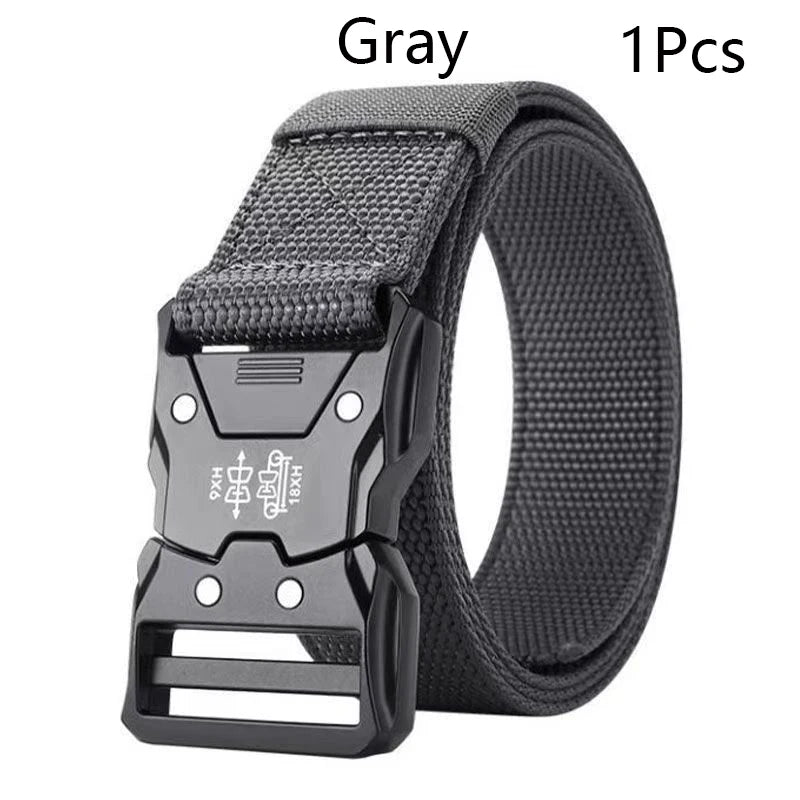 Automatic Buckle Tactical Belts Men's Woven Nylon Military Belt Durable Black Outdoor Army Hunting Golf Waist Belt