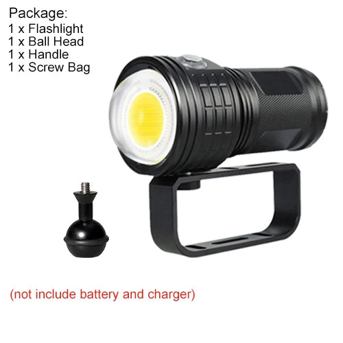 Asafee DRC01 COB LED 6000LM 80M Underwater Diving Flashlight White Red Blue 80° Light 500M Range Torch IPX8 Waterproof Lantern