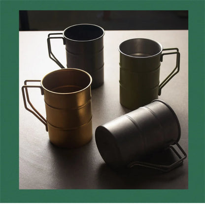 Outdoor 304 Stainless Steel Marco Mug, Industrial Style, Retro Old Creative, Coffee, Camping, Picnic, Beer Mugs