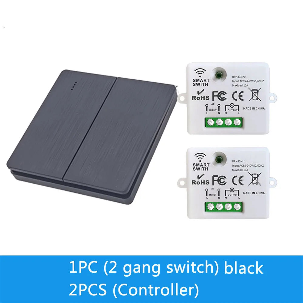 86 Wireless Smart RF 433Mhz 100-220V Wall Panel with Remote Control Mini Relay Receiver Home Led Light Lamp Switch