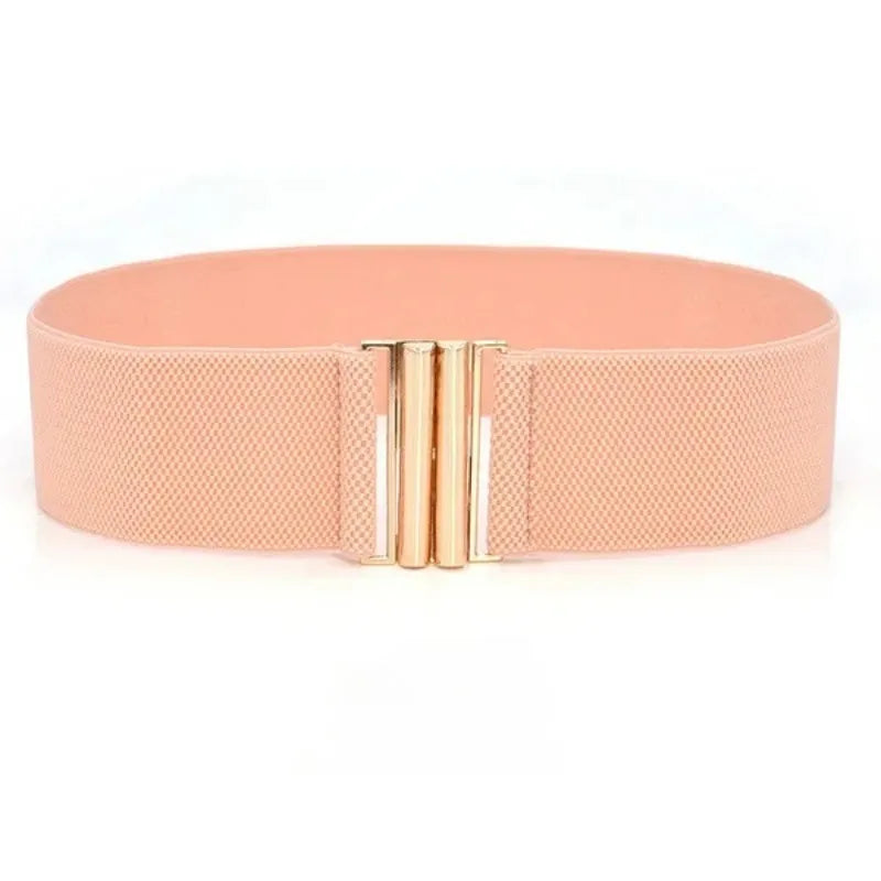 Fashion Women's Ladies Gold Buckle Wide Stretch Elastic Corset Waist Belt Waistband Dress Decoration Belt