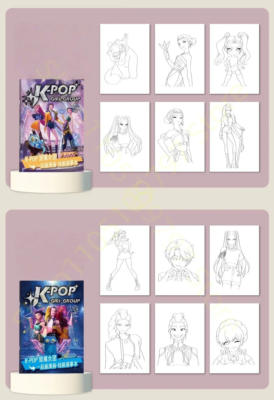 Stress Relief Coloring Book Cute Anime Girls 36/56 Pages Relaxing Activity Book for Adults Kids Birthday Gifts