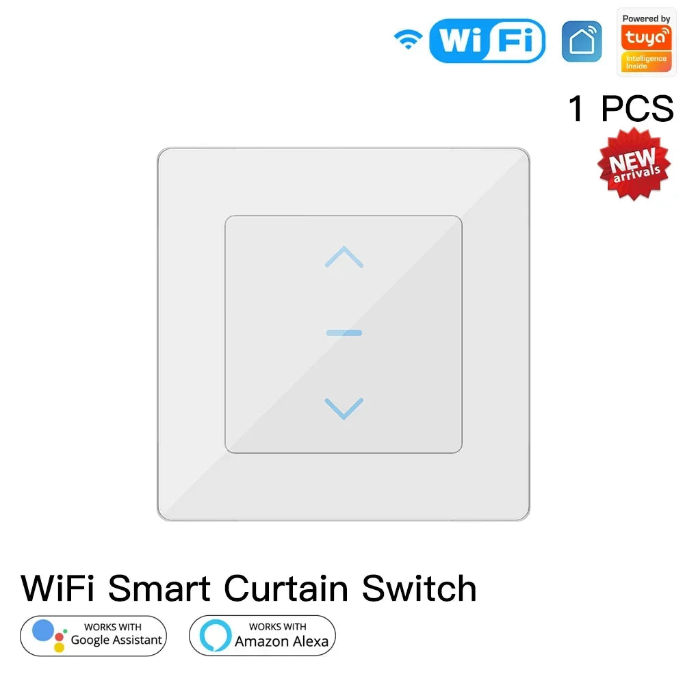 MOES Touch Design WiFi Smart Curtain Switch for Motorized Curtains and Roller Blinds work with Tuya Smart Life App Alexa Google