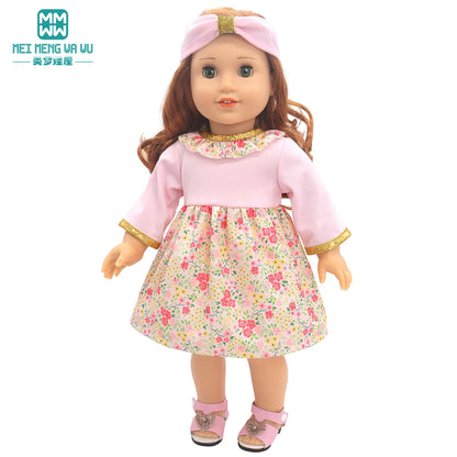 Fits 17-18inch American Doll and New Born Doll Clothes Fashion Dresses, Hooded Jumpsuit, Cardigan Strap Skirts Toys Gifts