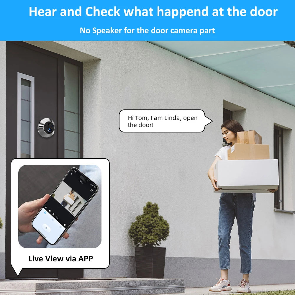 Tuya Smart 3MP  WiFi Peephole Video Door Camera Security one-way Audio Night Vision 4.3' HD Video Door Eye Camera