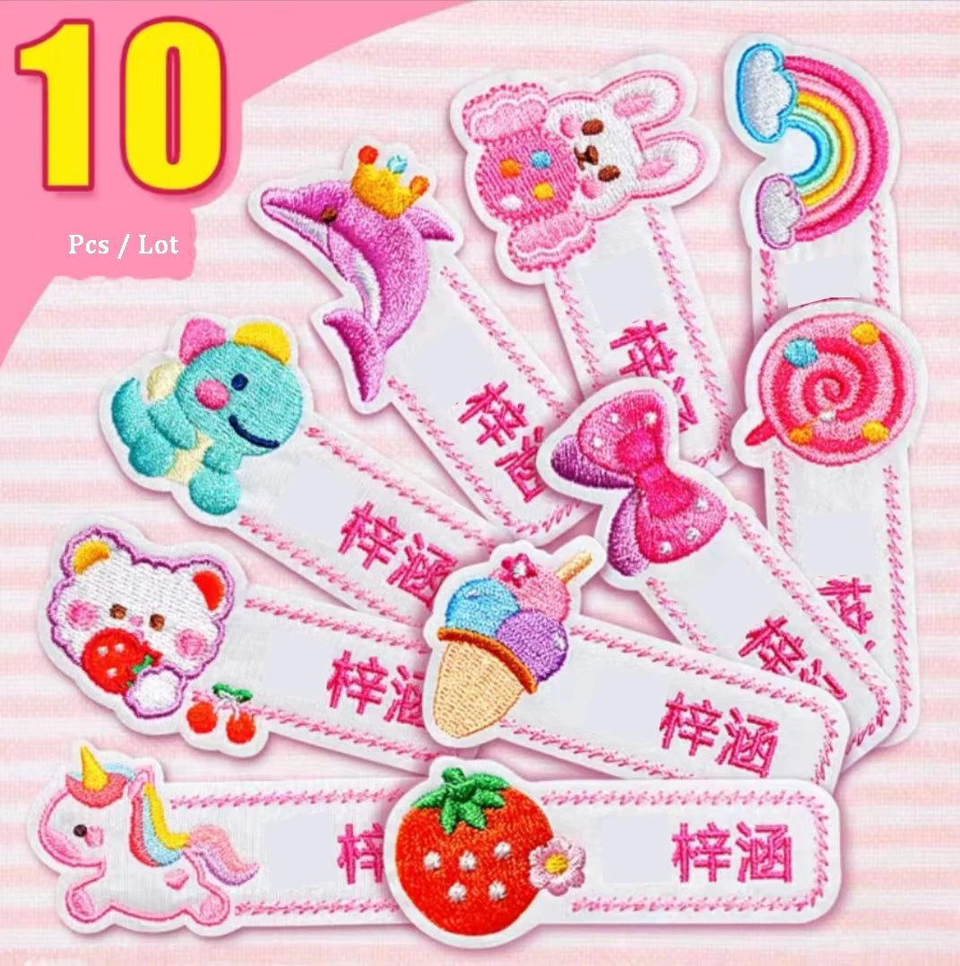 Customized Name Embroidery Stickers Sewing Tag For Kids Children Cloth Schoolbag Towel Washable Name Label