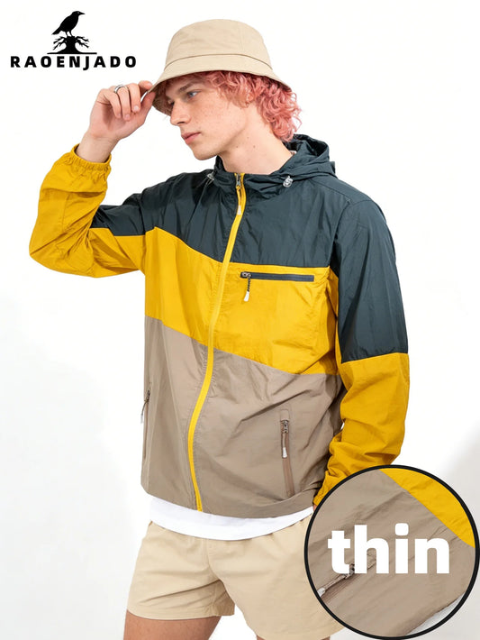 Men's UV-protective Jacket Breathable Thin Lightweight Coat Spring/Summer Hooded Sports Outerwear Waterproof Clothing
