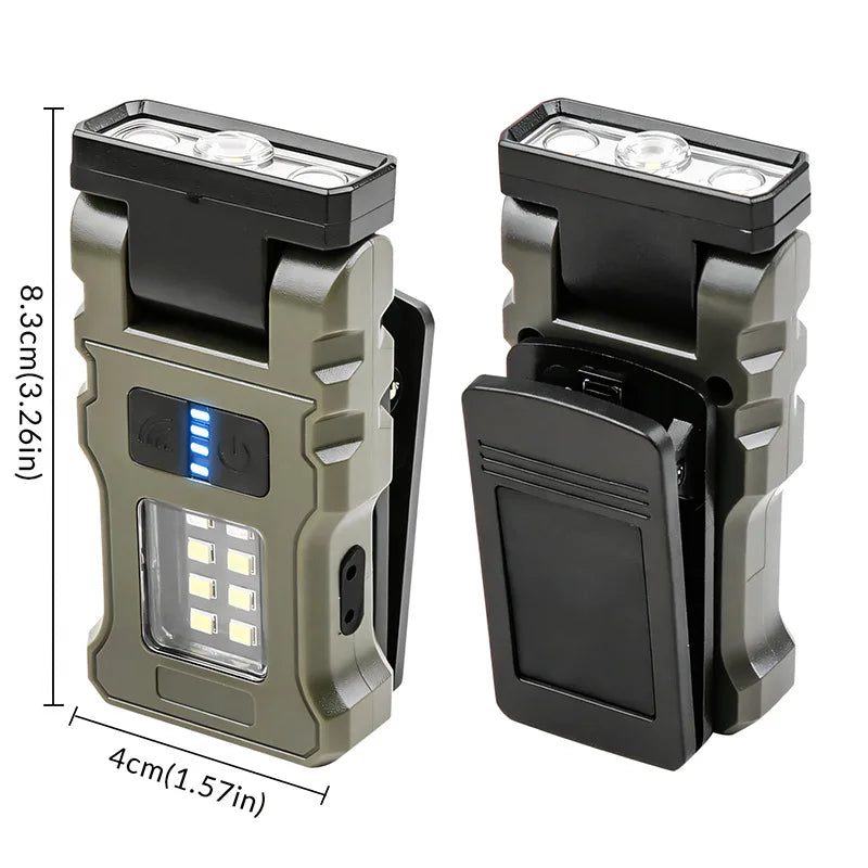 Portable LED Work Light Clip On Hat Light, Mini USB Rechargeable EDC Flashlight for Fishing Home Emergency Camping Headlamp