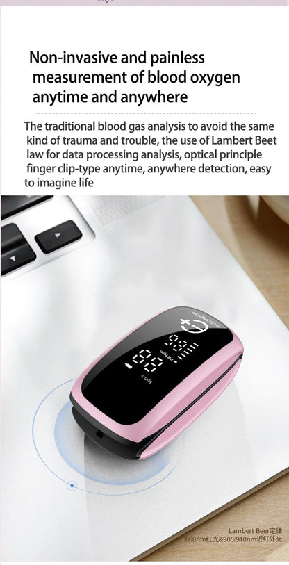 Rechargeable Medical Oximeter Strap Lanyard Fingertip Pulse Oximeter Blood Oxygen Saturation Monitor Digital LED Display Child