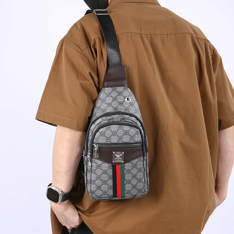 2025Men's Casual Messenger Bag Multi-Pocket Crossbody Shoulder Bag Lightweight Chest Bag with Port & Earphone Hole