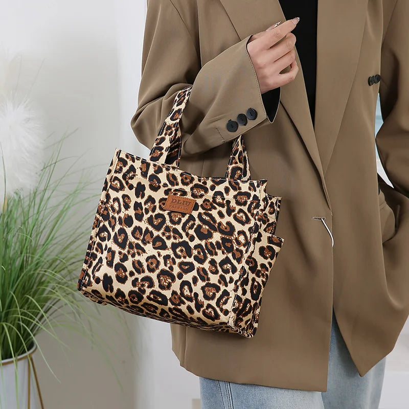 New floral print thickened fabric handbag, lunch bag, portable lunch box storage bag, zipper design, multifunctional tote