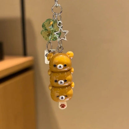 Śliczny Miś Zawieszka do Telefonu Kawaii Anime Brelok Akcesoria do Kluczy Plecak iPhone 17Promax Airpods Ins Korea Nowy Y2K
