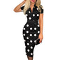 Elegant Print V Neck Dress with Belted Short Sleeve for Women Spring Summer Casual Chic Women's Clothing