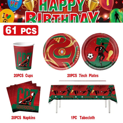 Soccer Birthday Party Supplies Football Theme  Birthday Party Decoration Cotillon Birthday CR7 Soccer Plate Cups Balloons Supply
