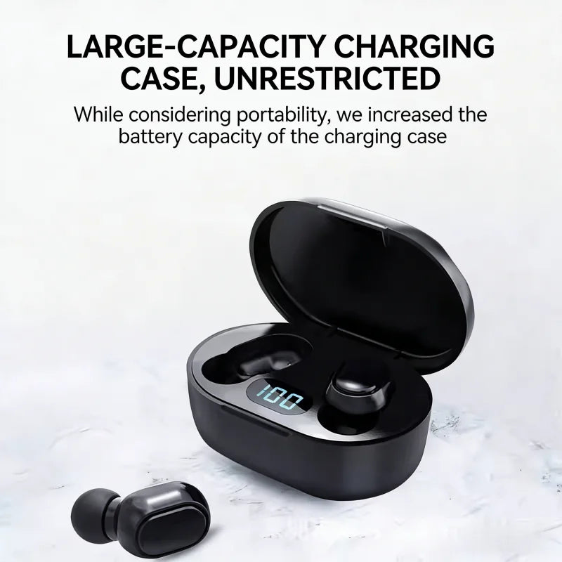 E6S Bluetooth 5.3 TWS Earbuds Noise Cancelling Wireless Headphones, HD Mic, Deep Bass, One-Step Pairing for Gaming & Calls