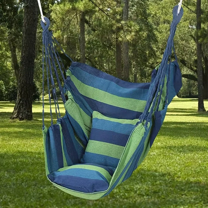 1pc Canvas Leisure Hammock Chair - Relaxing Outdoor Swing with Hanging Design, Durable Material, Indoor and Outdoor Use