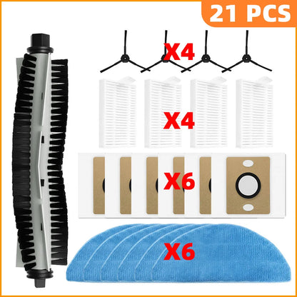 Compatible For iLife A30 Pro Robot Vacuum Cleaner Replacement Parts Kit Main Brush Side Brush HEPA Filter Mop Cloth Dust Bag