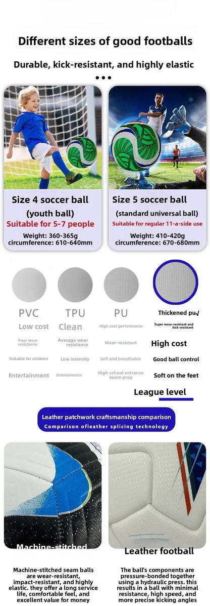 Size 5 Soccer Ball 2026 Competition Training Football High Quality Seamless PU Durable Sports Ball Gift For Kids And Adults
