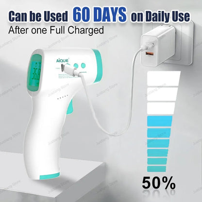 JUSTLANG Rechargeable Thermometer LCD ℃℉ Infrared Medical Forehead Thermometer Non Contact Body Temperature Fever Baby Adult