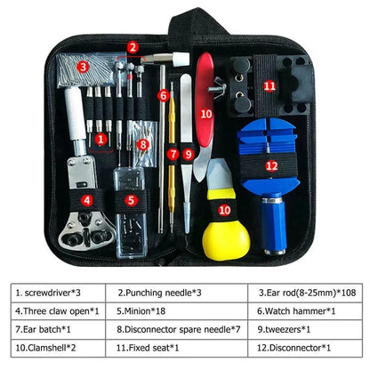 147-Piece Watch Opener Repair Tool Kit Clock Maintenance Hardware Set for Watch Repair Open Back Strap Removal