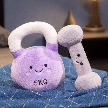 Cartoon Anime Creative Fitness Equipment Dumbbell Dolls Kawaii Kettle Bells Stuffed Plush Toys Children's Handmade Dolls Gifts