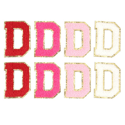 8pcs Sweet 26 Letters Towel Embroidery Patch Pink A-Z Self-adhesive Sticker Decoration For DIY Apparel Bag Crafts Accessories