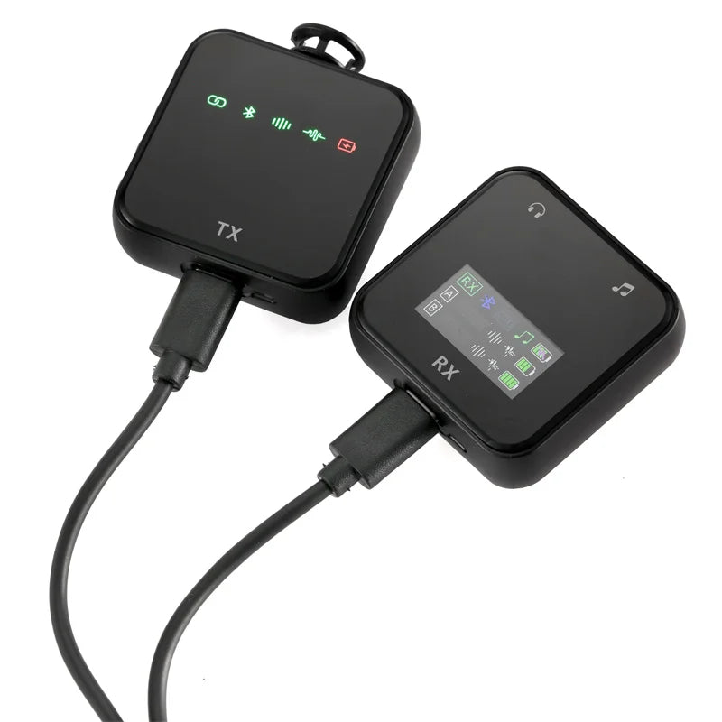 Wireless Lavalier Microphone System Bluetooth Audio Video Voice Recording Mic for iPhone Android Mobile Phone Interview Camera