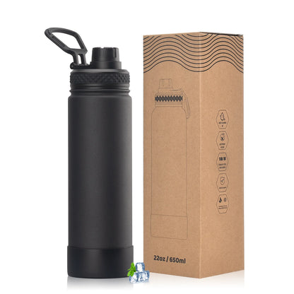 WATERSY 650ml Double Wall Thermal Bottle Stainless Steel Insulated Bottle with Handle Sports Water Bottle Vacuum Flask Keep Cold